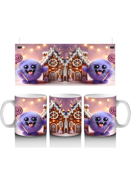 Şekerlemelerle Süslenmiş Perili Kurabiye Ev Figürlü Cadılar Bayramı Baskılı Kupa Bardak