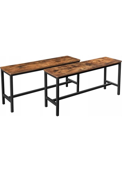 Baro Siyah Metal Ahşap Bench 2 Adet