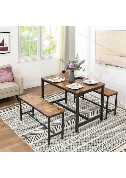 Baro Siyah Metal Ahşap Bench 2 Adet modelleri