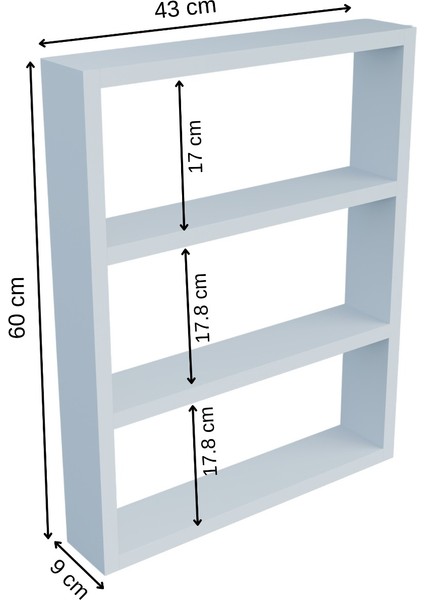 3 Katlı Duvar Rafı 43×60 cm – Mutfak Baharatlık & Kupa Düzenleyici, Banyo ve Salon Dekor Rafı indirimleri