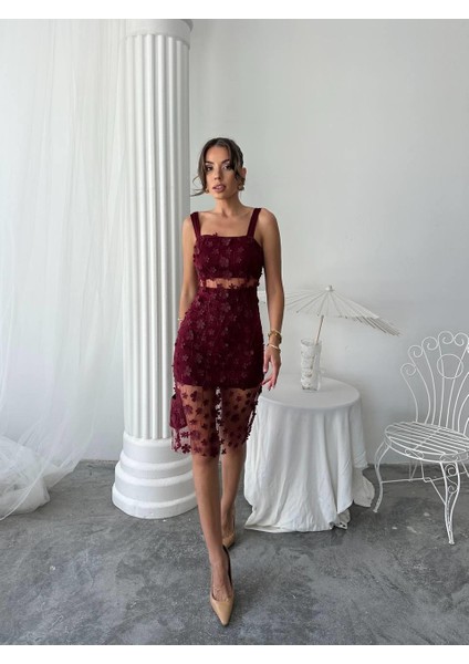 Çiçek Tül Tasarım Lara Mini Elbise