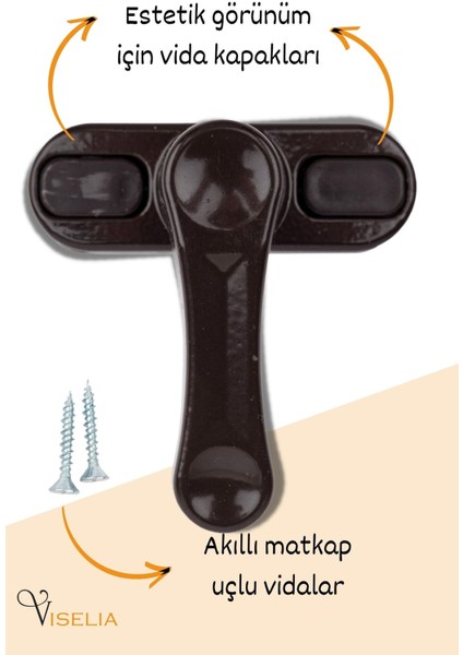 Pencere Kilidi 1 Adet Kapı ve Pencere Emniyet Aparatı Güvenlik Ürünü Kilit Koyu Kahve