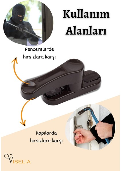 Pencere Kilidi 1 Adet Kapı ve Pencere Emniyet Aparatı Güvenlik Ürünü Kilit Koyu Kahve