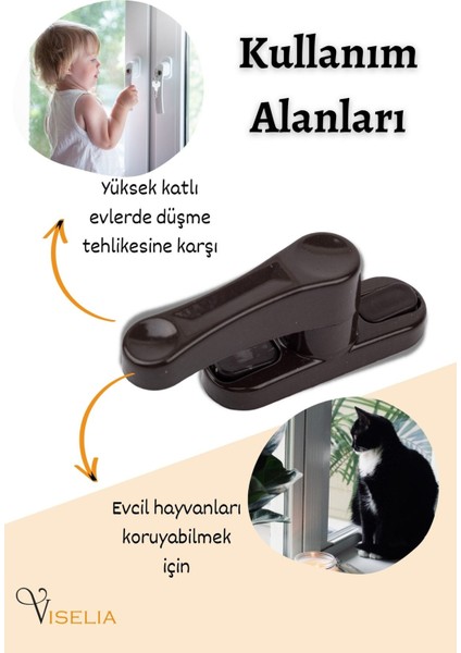 Pencere Kilidi 1 Adet Kapı ve Pencere Emniyet Aparatı Güvenlik Ürünü Kilit Koyu Kahve