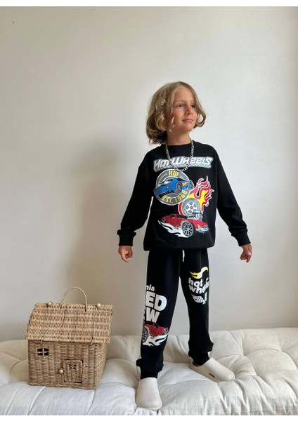 Araba Desenli Uzun Kollu Erkek Çocuk Alt Üst Takım