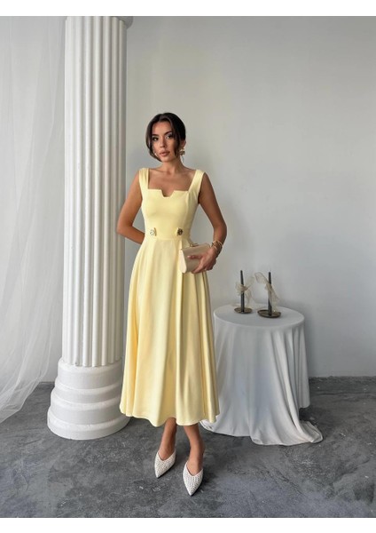 Ayvel Atlas Düğme Detay Midi Elbise modelleri