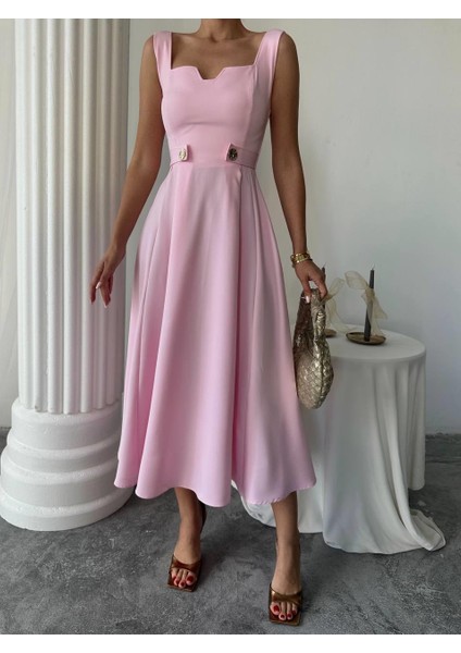 Ayvel Atlas Düğme Detay Midi Elbise indirimleri