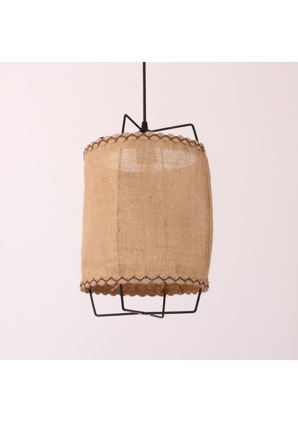 Mylamp Cappadocia Doğal Jut Siyah Barlı Avize 25X35 cm