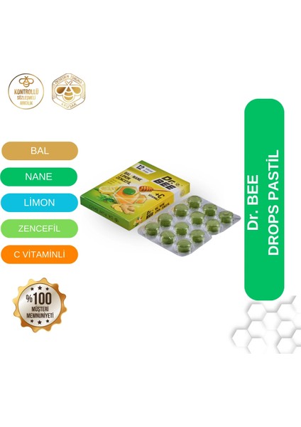 Bal, Nane, Limon, Zencefil Drops Pastil