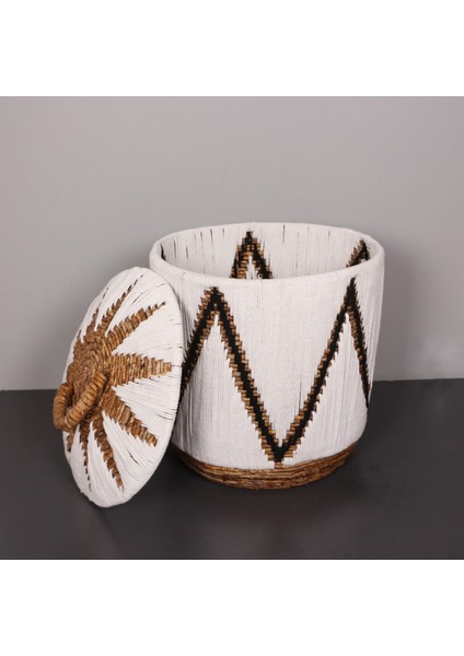 Mylamp Söke Beyaz Makrome ve Doğal Abaka - Kapaklı Sepet 46X45 cm fiyatları