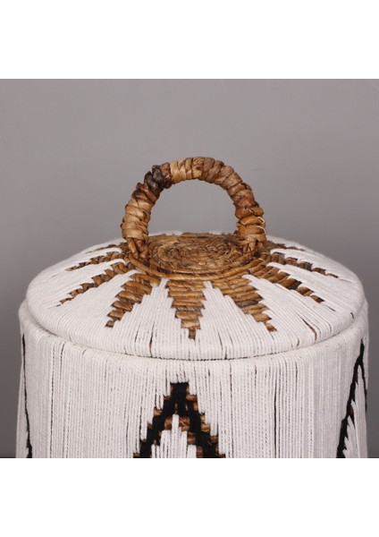 Mylamp Söke Beyaz Makrome ve Doğal Abaka - Kapaklı Sepet 46X45 cm fırsatları