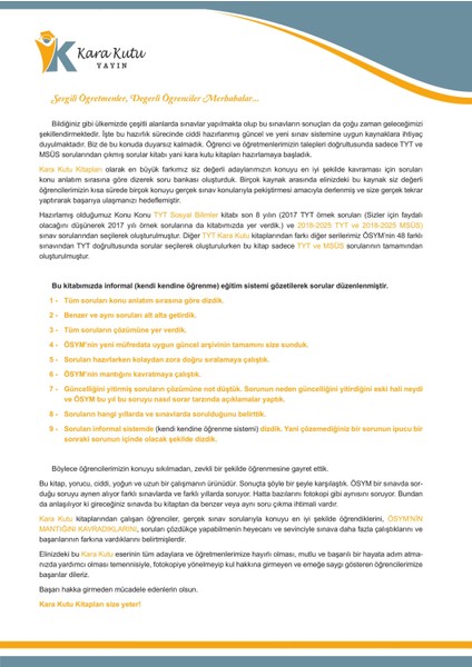 2026 Yks-Tyt Sosyal Bilimler Karakutu Ösym Çıkmış Soru Bankası Çözümlü Konu Konu Son 8 Yıl fiyatları