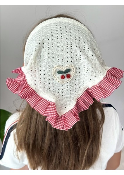 Kiraz Figürlü Pötikare Fırfır Detaylı Bohem Taç,saç Bandı,eşarp Saç Aksesuarı fiyatları