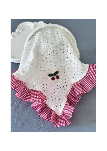 Kiraz Figürlü Pötikare Fırfır Detaylı Bohem Taç,saç Bandı,eşarp Saç Aksesuarı modelleri