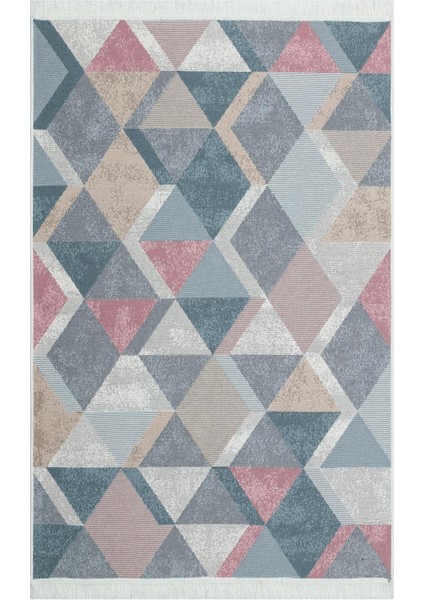 Samos Sms 10 blue Pink yıkanabilir Çift Taraflı Pamuk Kilim
