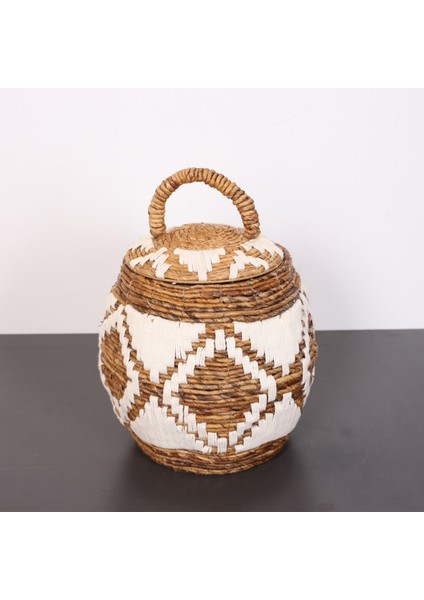 Mylamp Iskit Makrome ve Doğal Abaka - Kapaklı Sepet 35X34 cm
