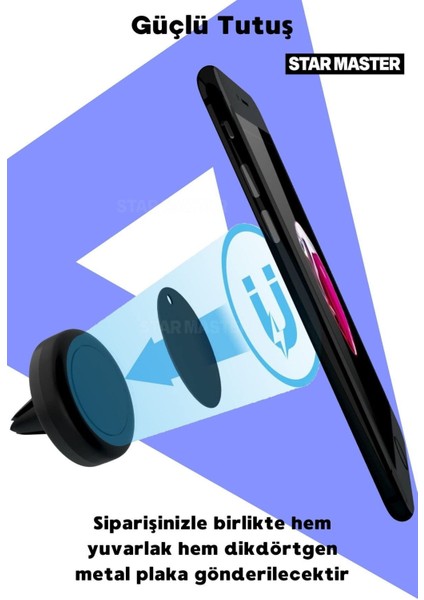 Araba Içi Mıknatıslı Telefon Tutucu Manyetik Evrensel Uyumlu
