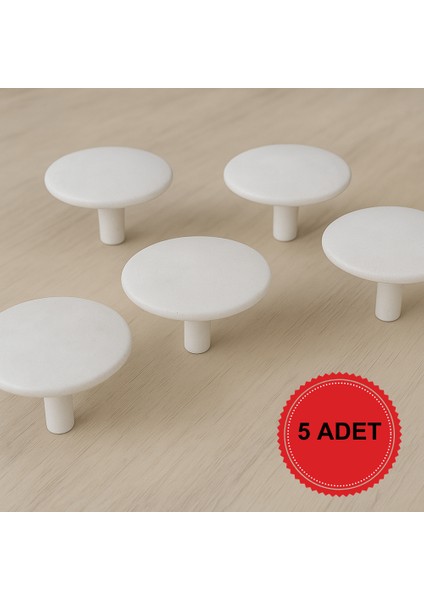5 Adet Lüks Metal Beyaz Düğme Çekmece, Dolap, Mutfak, Vestiyer Kulbu