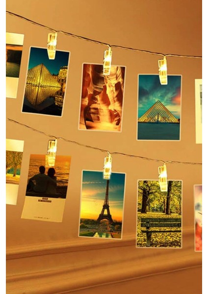 LED Mandal Işık Mandal LED Fotoğraf Aydınlatması LED 1,5m 10 Adet LED Pilli