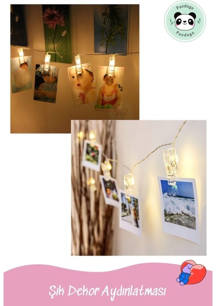 LED Mandal Işık Mandal LED Fotoğraf Aydınlatması LED 1,5m 10 Adet LED Pilli