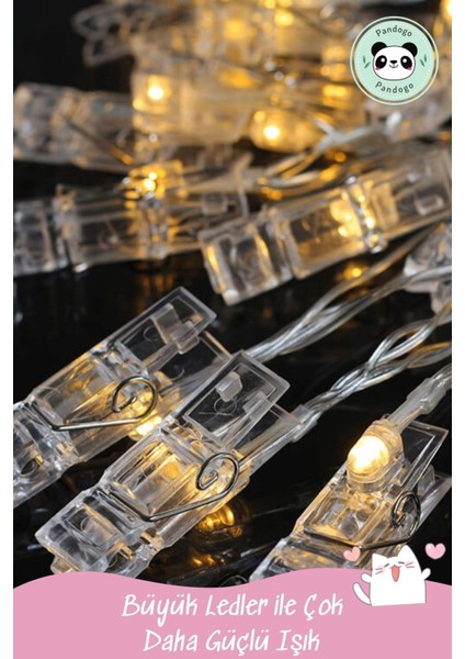 LED Mandal Işık Mandal LED Fotoğraf Aydınlatması LED 1,5m 10 Adet LED Pilli