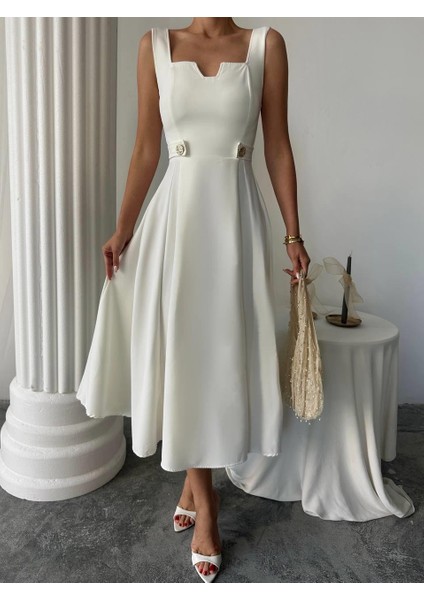 Ayvel Atlas Düğme Detay Midi Elbise fırsatları