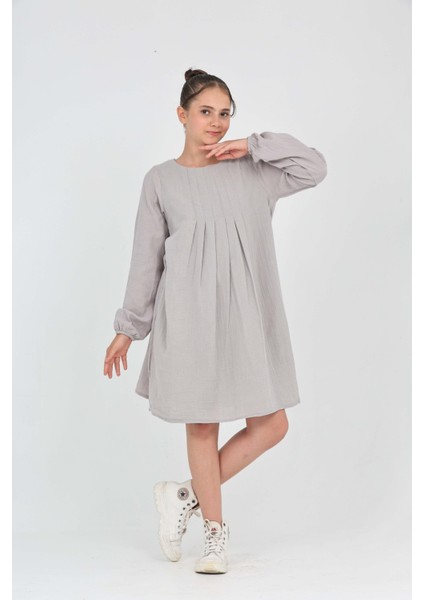 Kız Çocuk Pile Detaylı Elbise