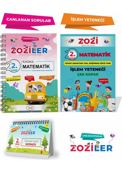 2.sınıf Canlanan Mat Soru Bankası – Mat Işlem Yeteneği Çek Kopar – Matematik Takvim Not