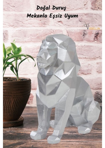 Dekoratif Aslan Biblo Heykel El Yapımı Hediyelik Süs Eşyası Poly Model Tasarım Ürünü