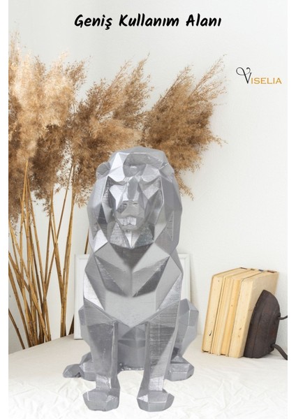 Dekoratif Aslan Biblo Heykel El Yapımı Hediyelik Süs Eşyası Poly Model Tasarım Ürünü