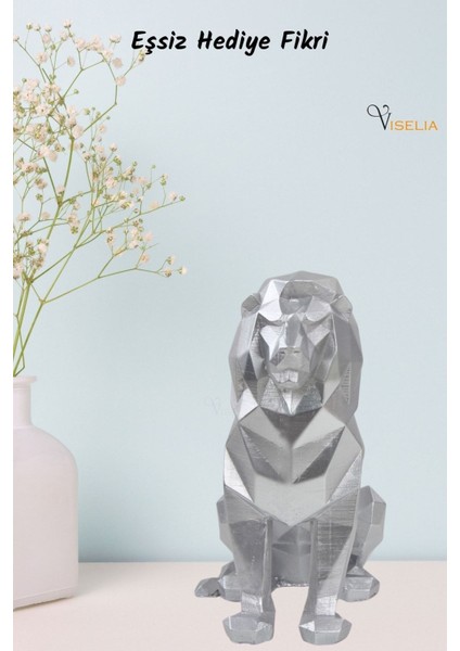 Dekoratif Aslan Biblo Heykel El Yapımı Hediyelik Süs Eşyası Poly Model Tasarım Ürünü