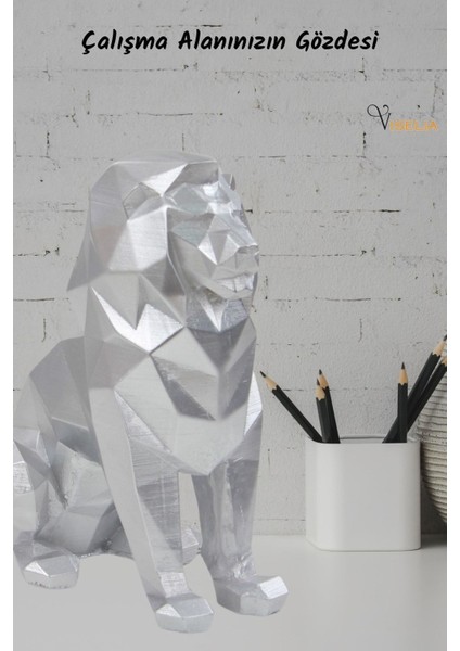 Dekoratif Aslan Biblo Heykel El Yapımı Hediyelik Süs Eşyası Poly Model Tasarım Ürünü