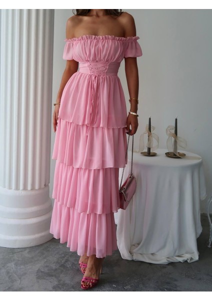 Zuzu Straplez Şifon Uzun Elbise