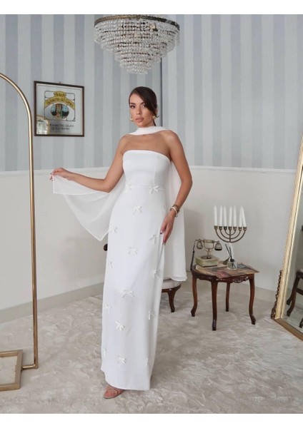 Nova Saten Şal Detay Uzun Elbise modelleri