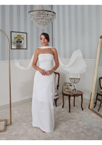 Nova Saten Şal Detay Uzun Elbise fırsatları