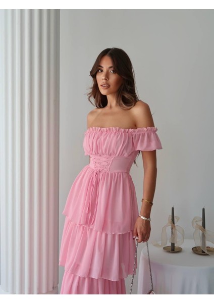 Zuzu Straplez Şifon Uzun Elbise fiyatları