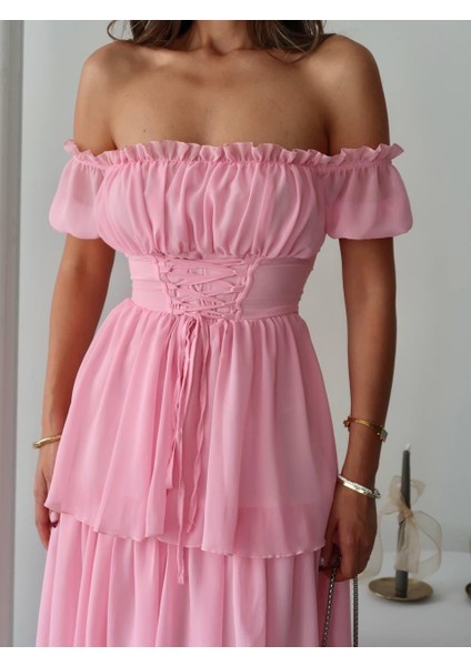 Zuzu Straplez Şifon Uzun Elbise fırsatları