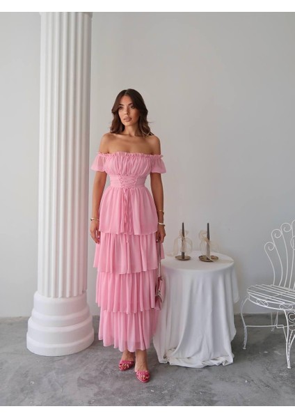 Zuzu Straplez Şifon Uzun Elbise indirimleri