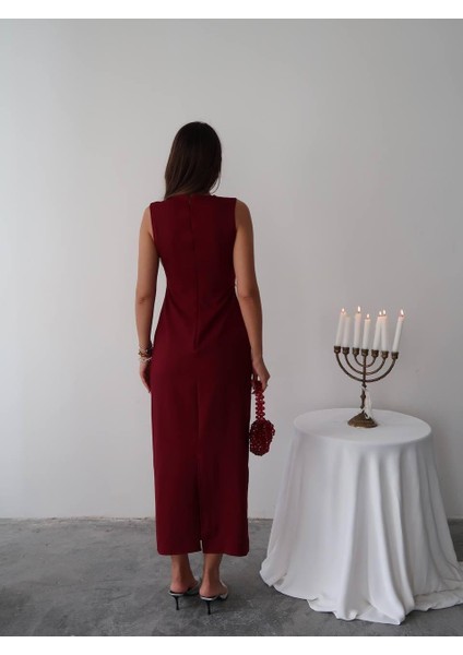 Mona Taş Detay Atlas Kumaş Uzun Elbise fırsatları