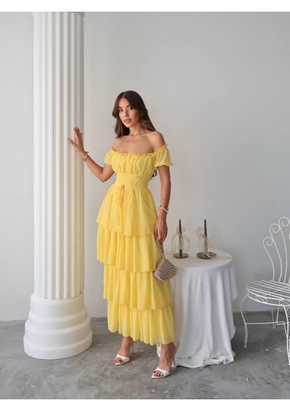 Zuzu Straplez Şifon Uzun Elbise