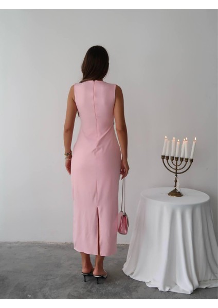 Mona Taş Detay Atlas Kumaş Uzun Elbise indirimleri