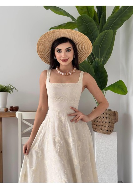 Cuper Çiçek Detaylı Elbise