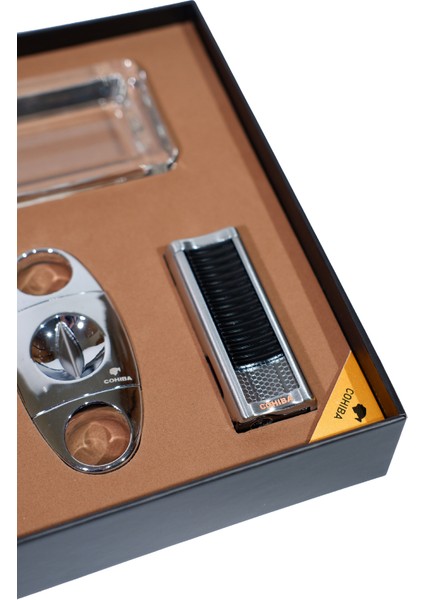 Çakmak Kesici Küllük Sehpa Tüp Gümüş Beşli Puro Seti modelleri