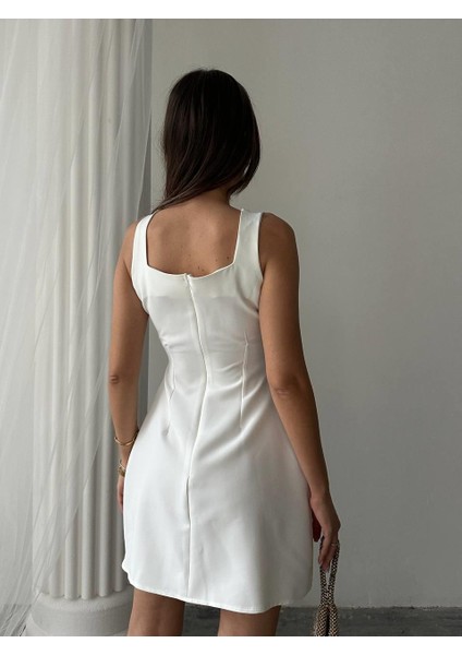 Düğmeli Atlas Mini Renata Elbise fiyatları