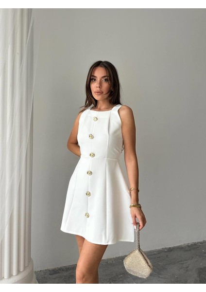 Düğmeli Atlas Mini Renata Elbise indirimleri