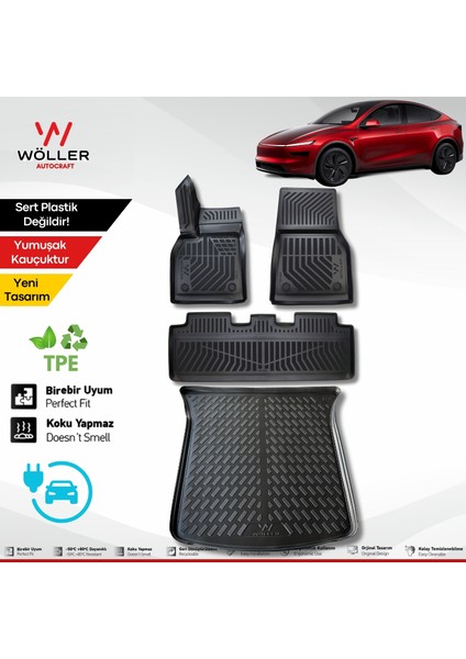 Yeni Tesla Model Y Juniper Paspas Bagaj Havuzu Set 2025 Sonrası Uyumlu 3D Ultraflex Set