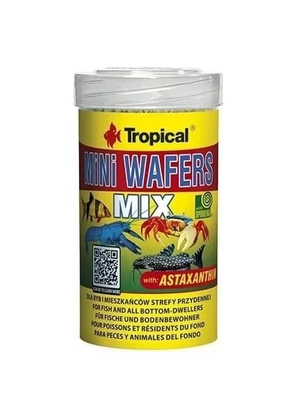 Tropical Mini Wafers Mix Balık ve Deniz Kabukluları Için Yem 100 ml 55 gr