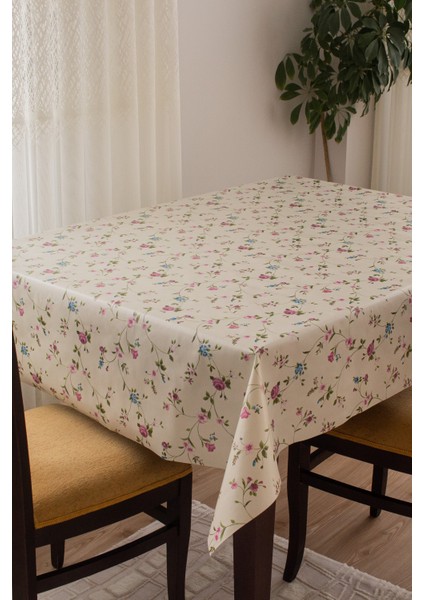 astarlı Elyaf Tabanlı Silinebilir Hijyenik Çiçekli Muşamba Pvc Masa Örtüsü 672-3