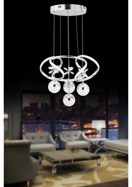 Rodin'lü 4'lü Gümüş Beyaz Power Ledli Sarkıt LED Avize modelleri