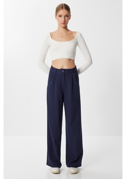 Cepli Dokuma Palazzo Pantolon LGK0007 Lacivert